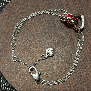 Brighton Silver ❤️red Heart double Bracelet
